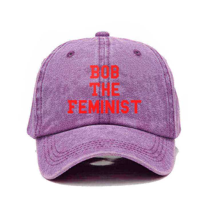 "Bob The Feminist" Embroidery Washed Baseball Hat