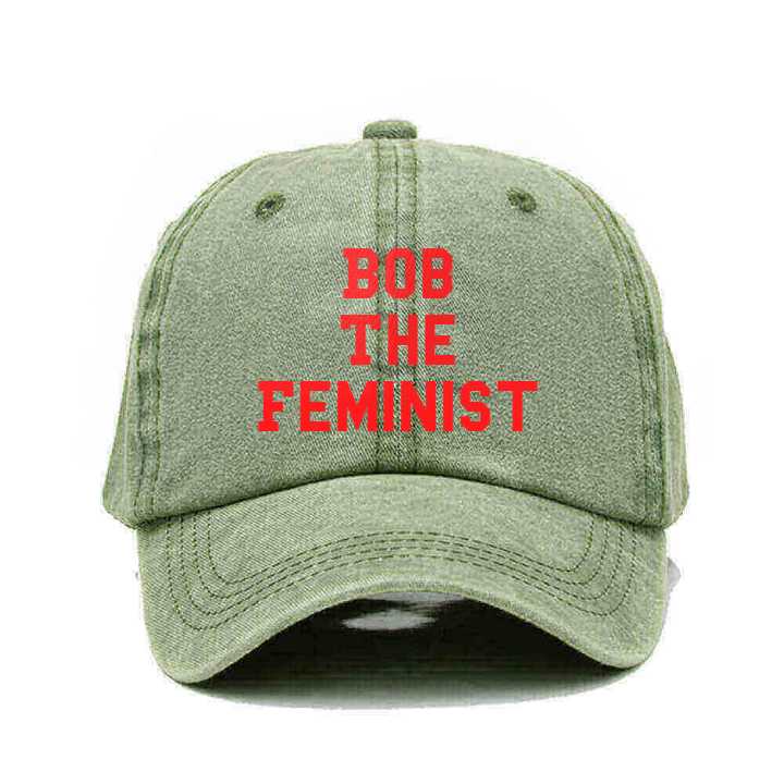 "Bob The Feminist" Embroidery Washed Baseball Hat