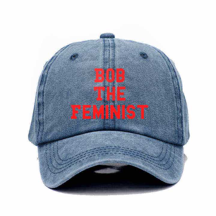 "Bob The Feminist" Embroidery Washed Baseball Hat