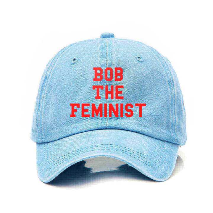 "Bob The Feminist" Embroidery Washed Baseball Hat