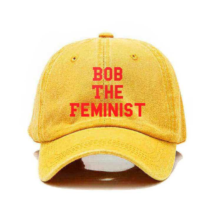 "Bob The Feminist" Embroidery Washed Baseball Hat