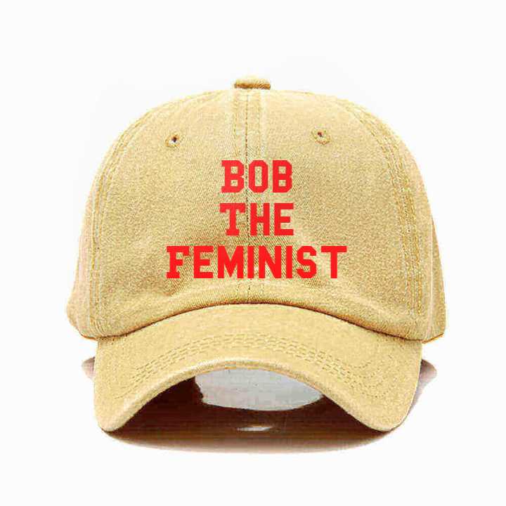 "Bob The Feminist" Embroidery Washed Baseball Hat