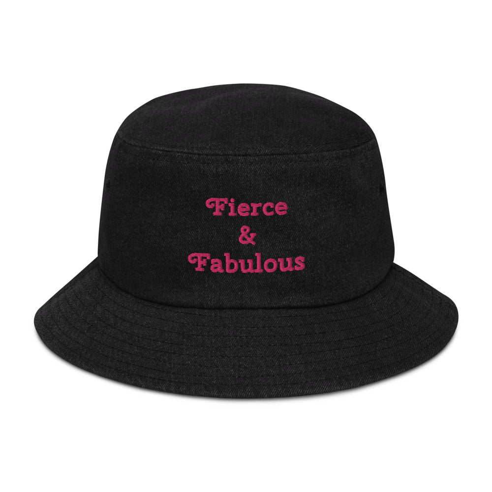 "Fierce & Fabulous" - Denim  Bucket  Hat