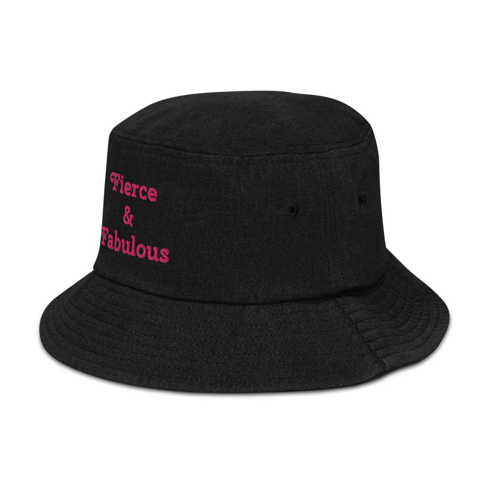 "Fierce & Fabulous" - Denim  Bucket  Hat