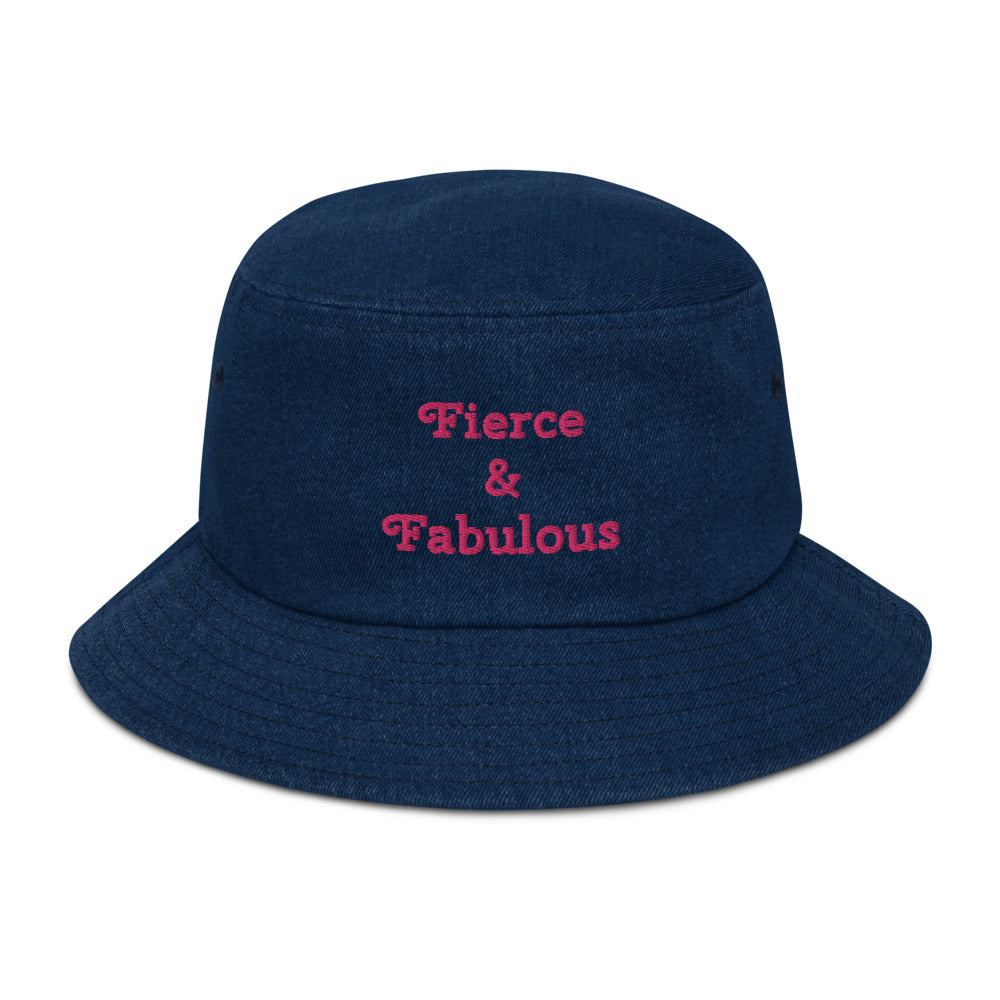 "Fierce & Fabulous" - Denim  Bucket  Hat