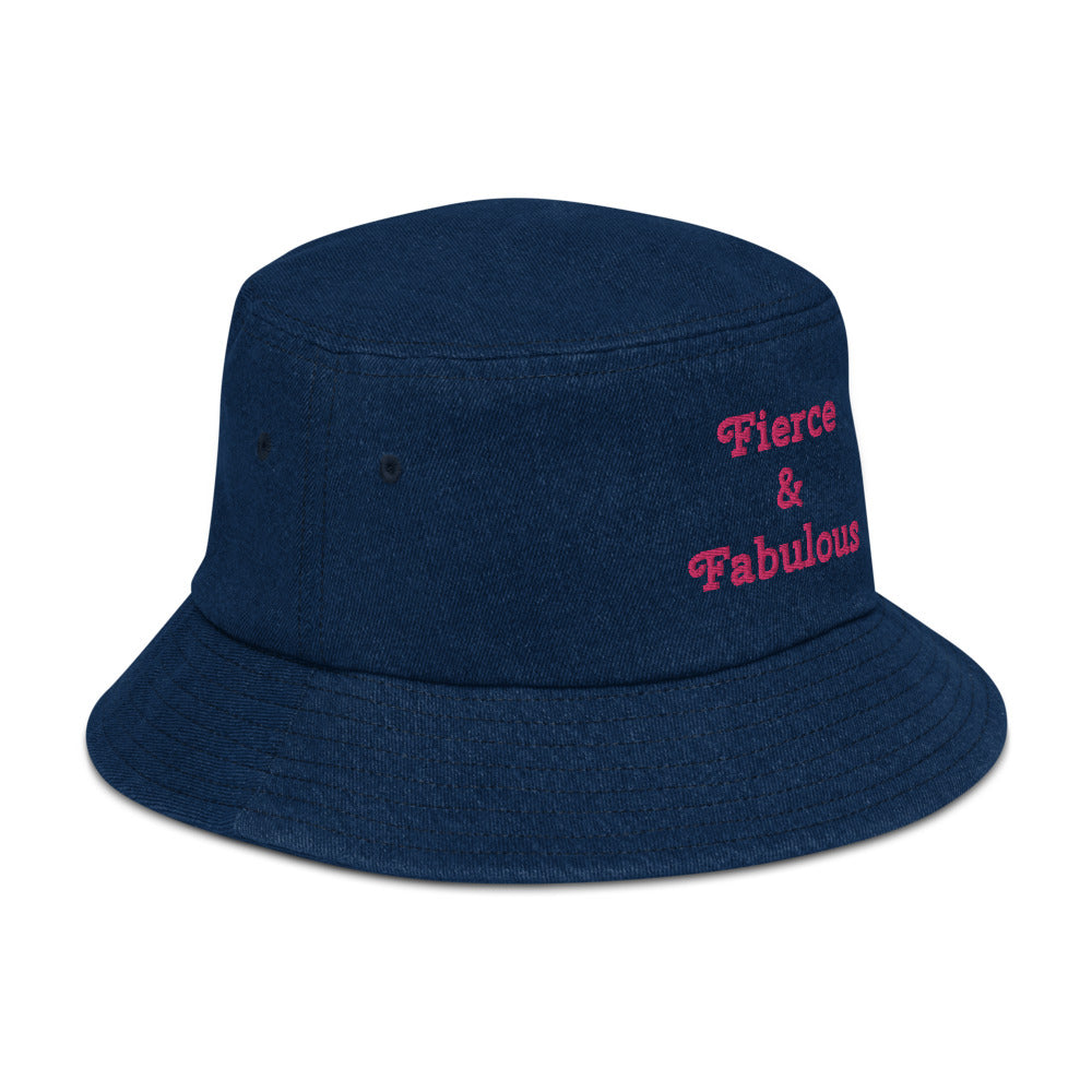 "Fierce & Fabulous" - Denim  Bucket  Hat