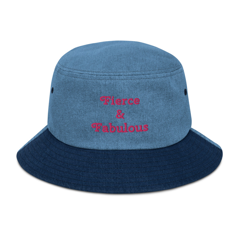 "Fierce & Fabulous" - Denim  Bucket  Hat