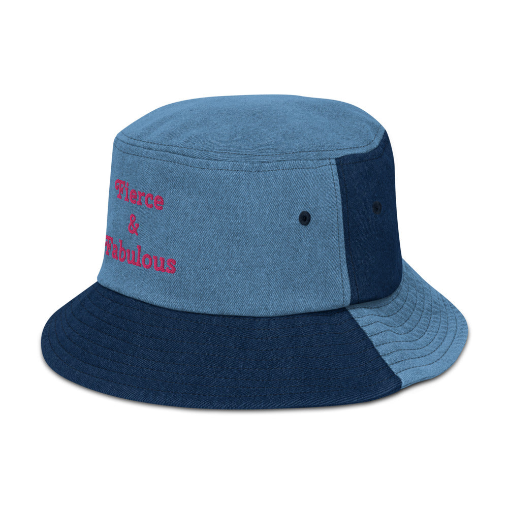 "Fierce & Fabulous" - Denim  Bucket  Hat