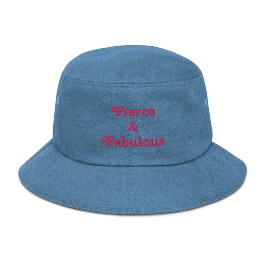 "Fierce & Fabulous" - Denim  Bucket  Hat