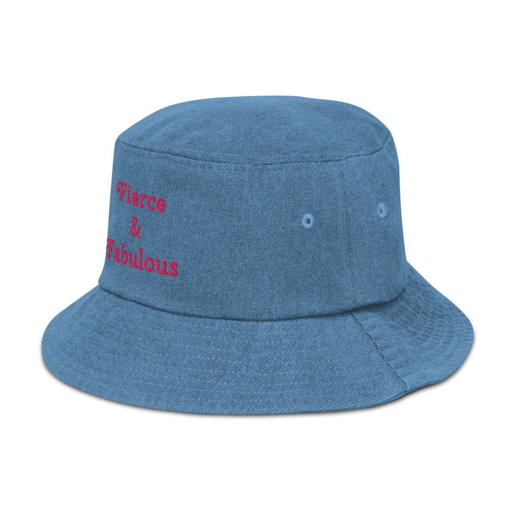 "Fierce & Fabulous" - Denim  Bucket  Hat