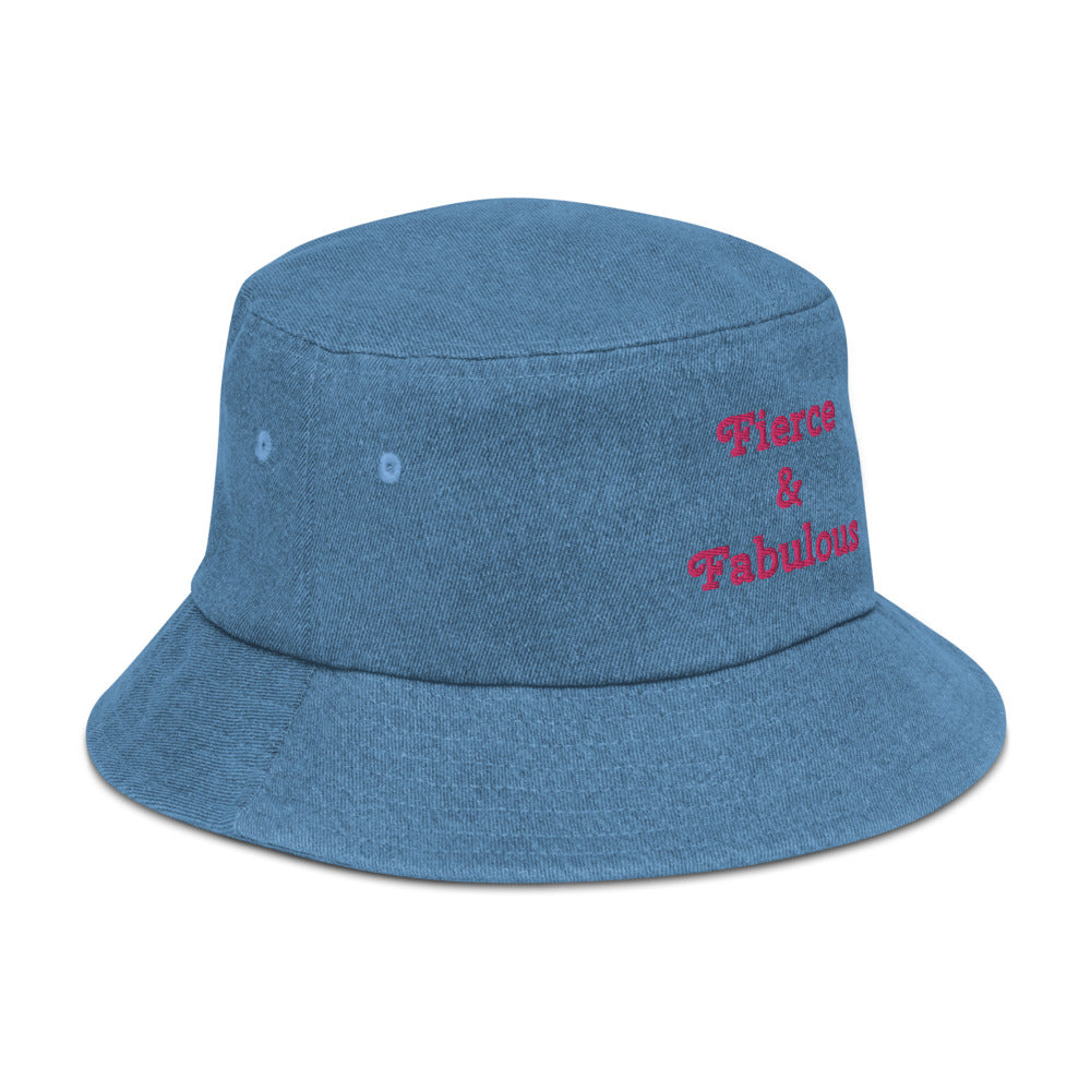 "Fierce & Fabulous" - Denim  Bucket  Hat