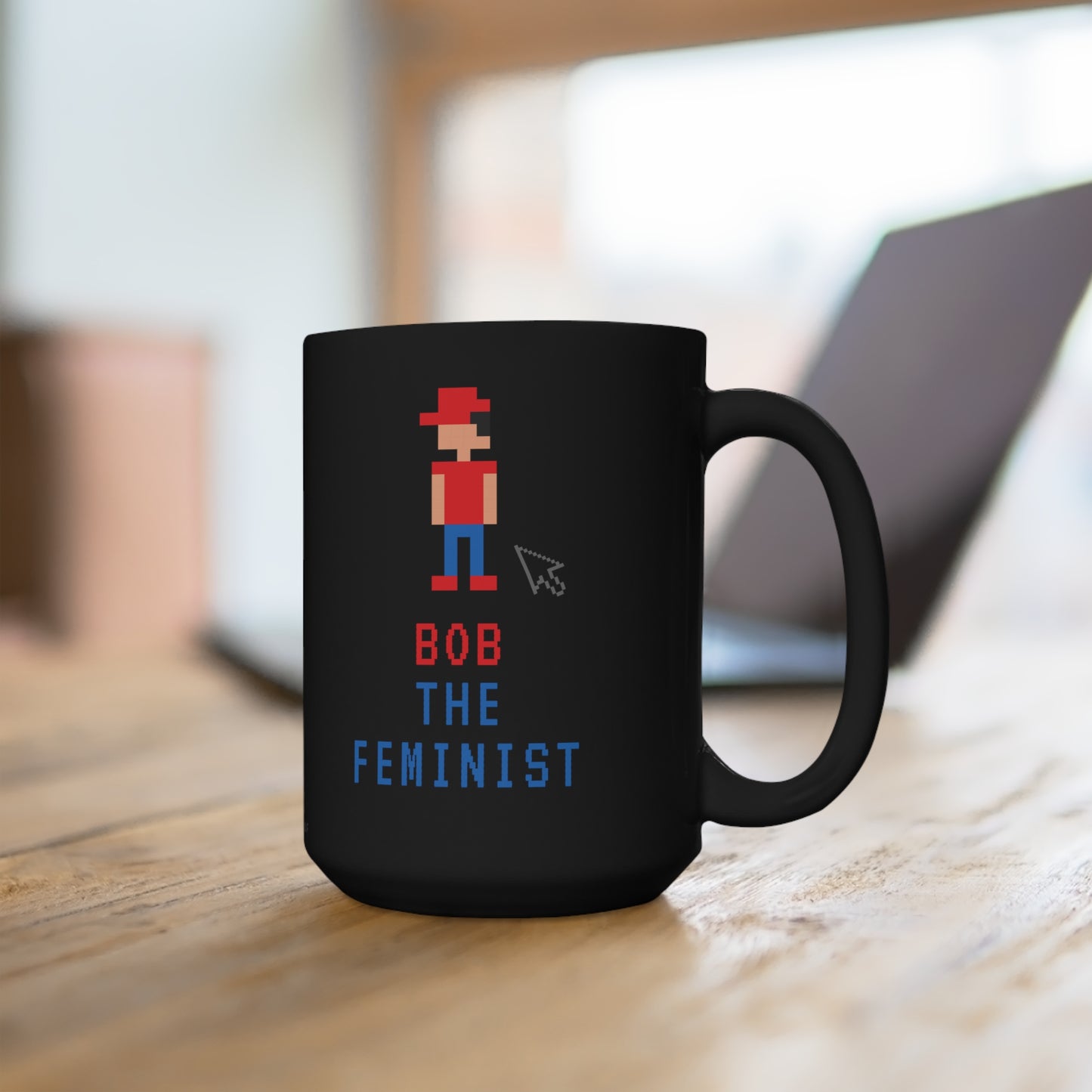 Bob The Feminist Black Ceramic Mug 15oz