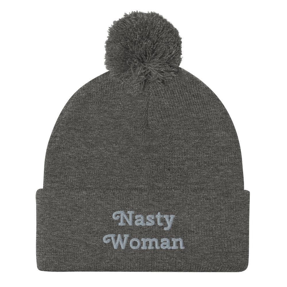 Nasty Women Pom-Pom Embroidered Beanie