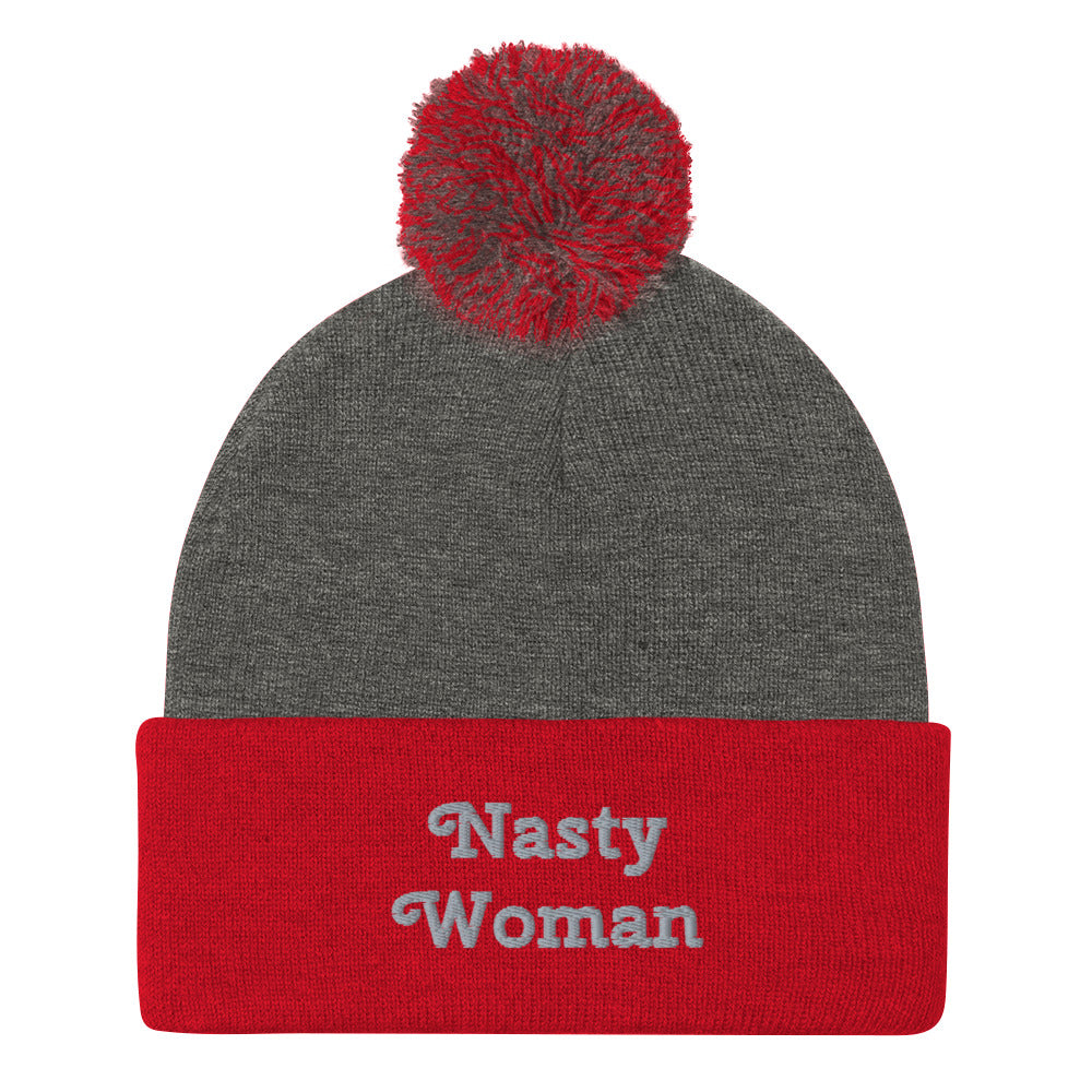 Nasty Women Pom-Pom Embroidered Beanie