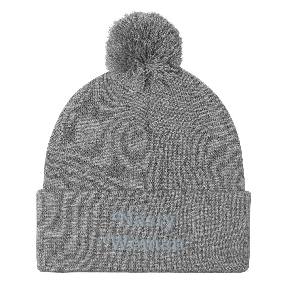 Nasty Women Pom-Pom Embroidered Beanie