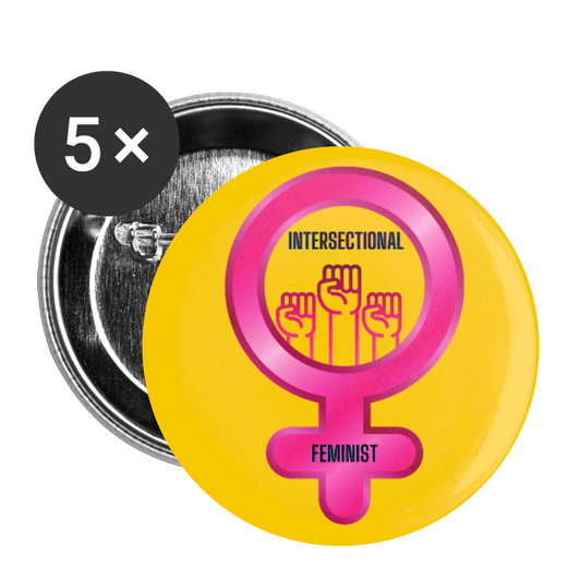 Intersectional Feminist Buttons large 2.2'' (5-pack) - white